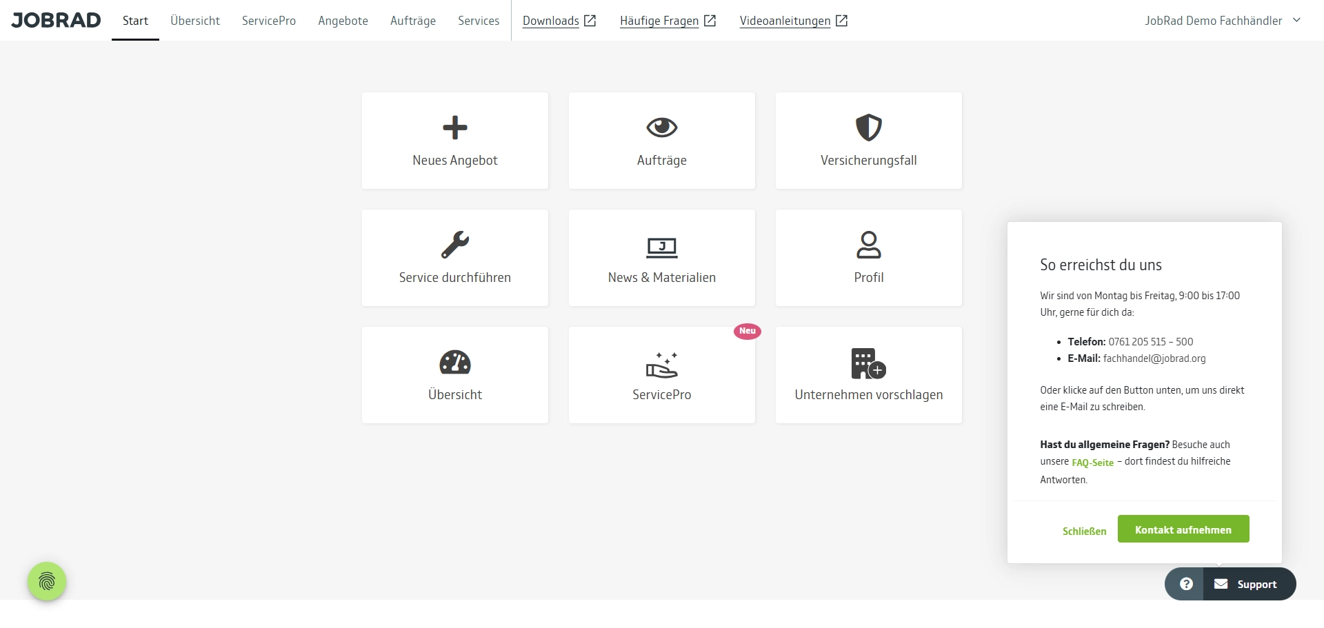 Ticketfunktion im Fachhändler-Portal